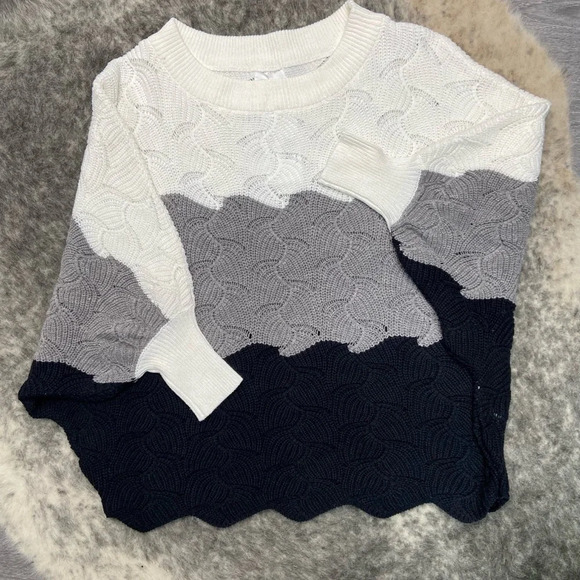 Andree Ivory and Black Colorblock Stripe Sweater NWT L - Picture 1 of 5